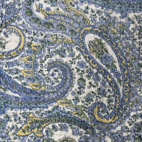 April Cornell Tea Towel Blue Yellow Paisley Waffle Knit Kitchen Hand Towel - Picture 5 of 8